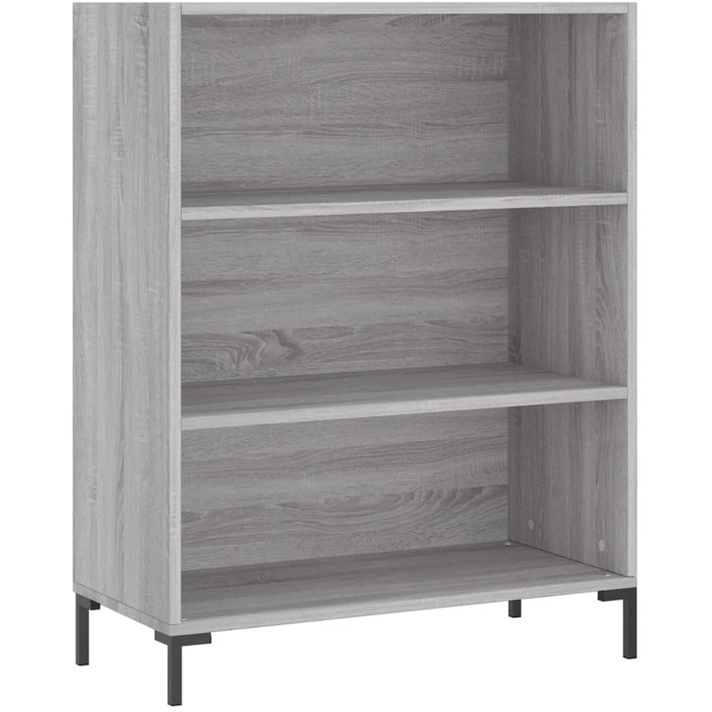 vidaXL 3 Shelf Grey Sonoma Bookcase Image 2