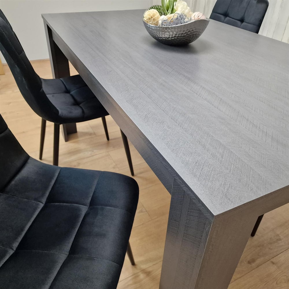 Portland 4 Seater Dining Set Dark Grey and Black Image 7
