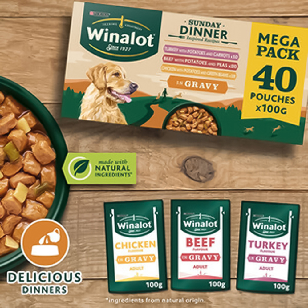 Winalot Sunday Dinner Mixed Gravy Adult Dog Food 100g 40 Pack Image 2