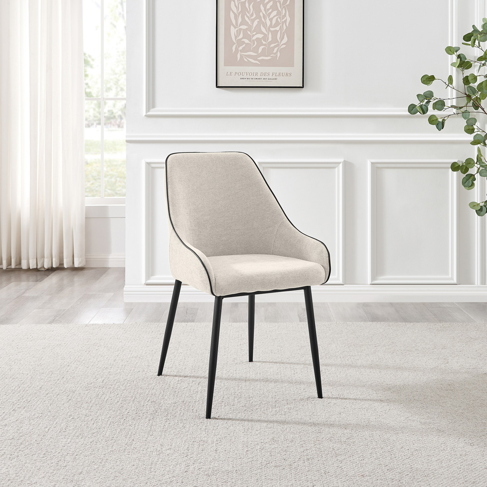 Furniturebox Belton Set of 2 Cream and Black Dining Chair Image 5