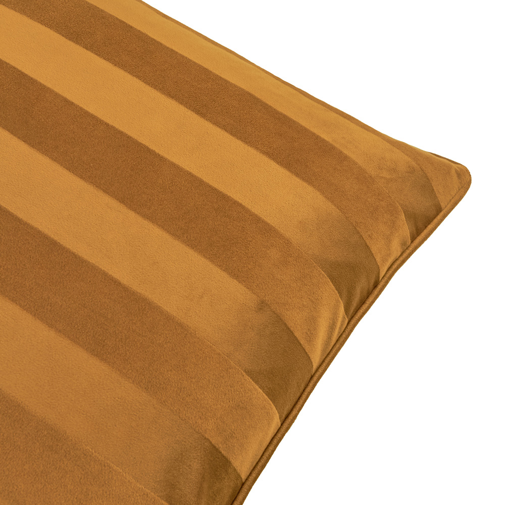 Paoletti Regency Stripe Antique Gold Velvet Cushion 45 x 45cm Image 2
