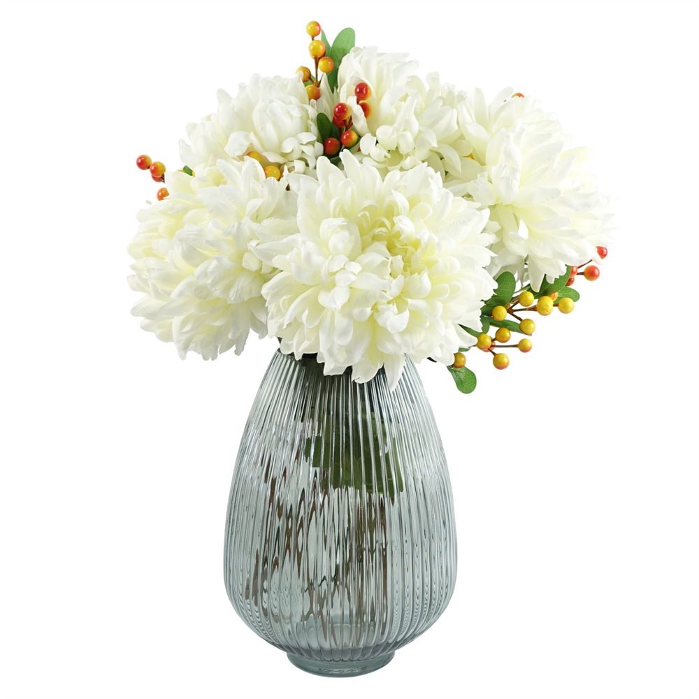 Leaf Smoke Grey Ridged Glass Vase 30cm Image 4