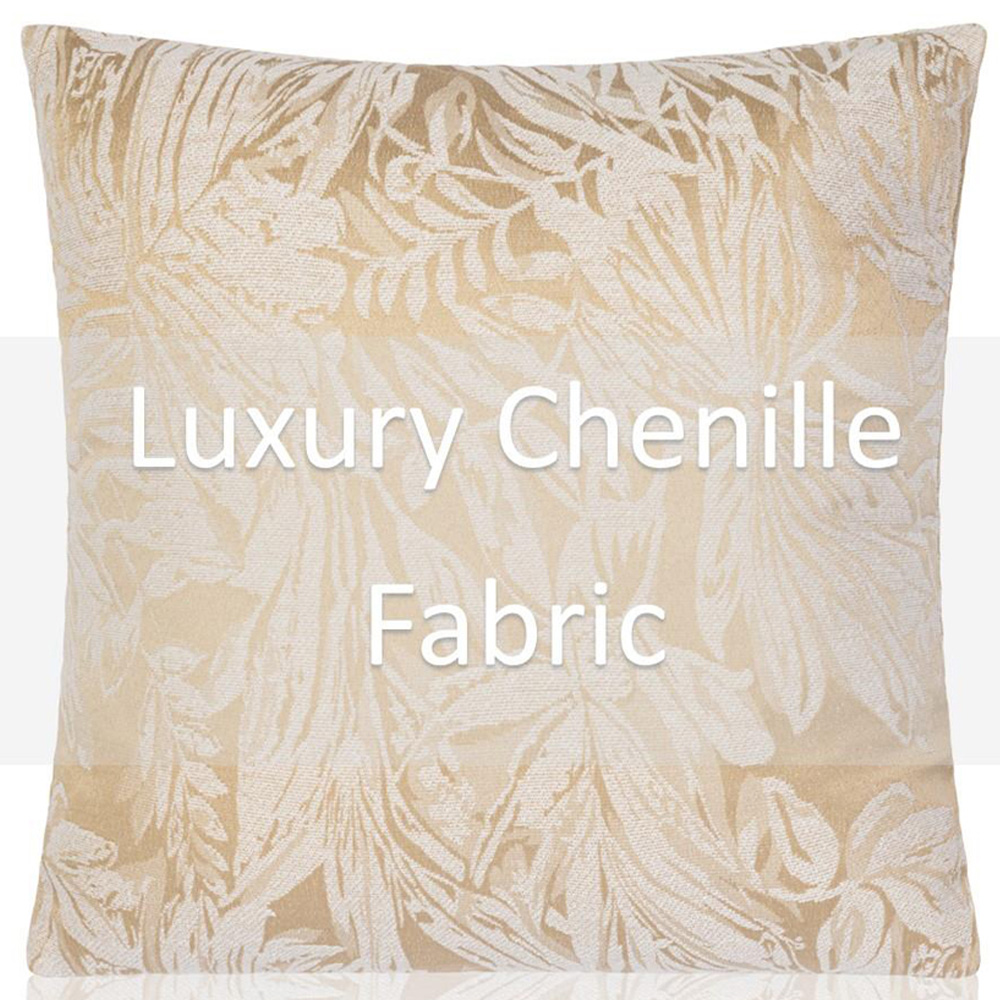 Alan Symonds Cream Chenille Botanic Cushion with Polyester Filled Pad 45 x 45cm 4 Pack Image 3