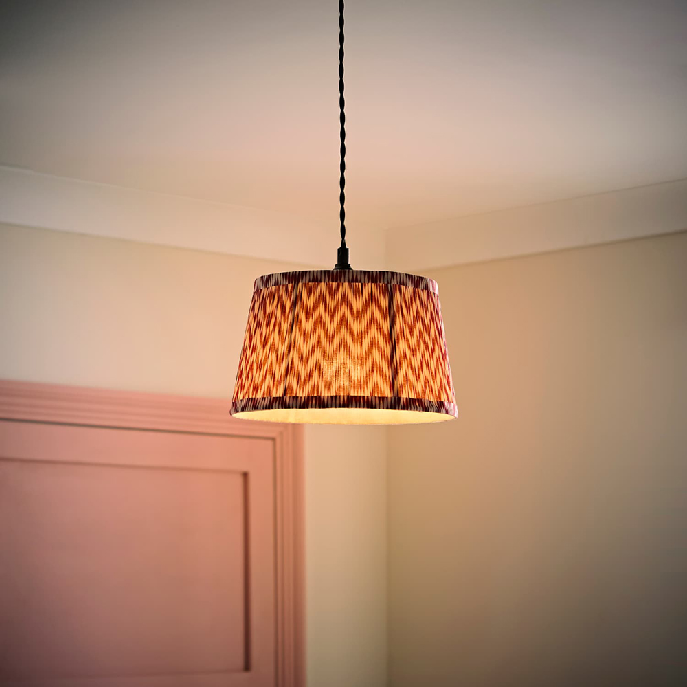 ValueLights Saffira Pink Chevron Pleated Tapered Small Lamp Shade 25cm Image 2