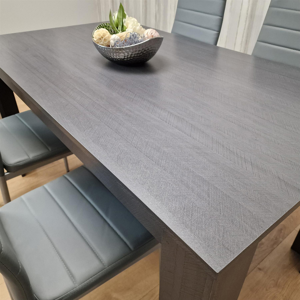 Kosy Koala 4 Seater Faux Leather Arrow Design Dining Set Charcoal and Grey Image 6