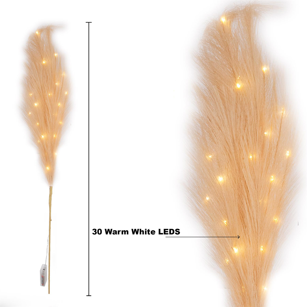 Shatchi Pre Lit Cream Pampas Grass 100cm Image 4