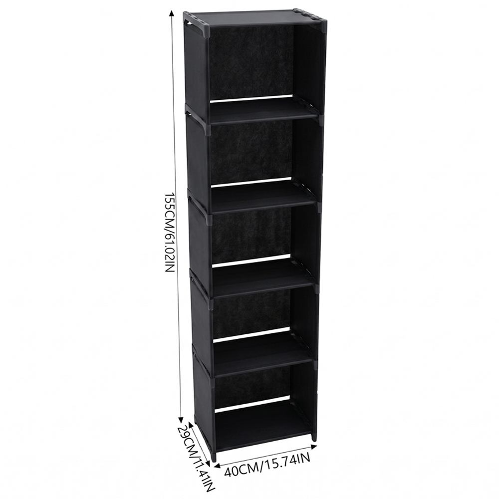 Living and Home 5-Tier Black Storage Shelf with Metal Frame Image 8