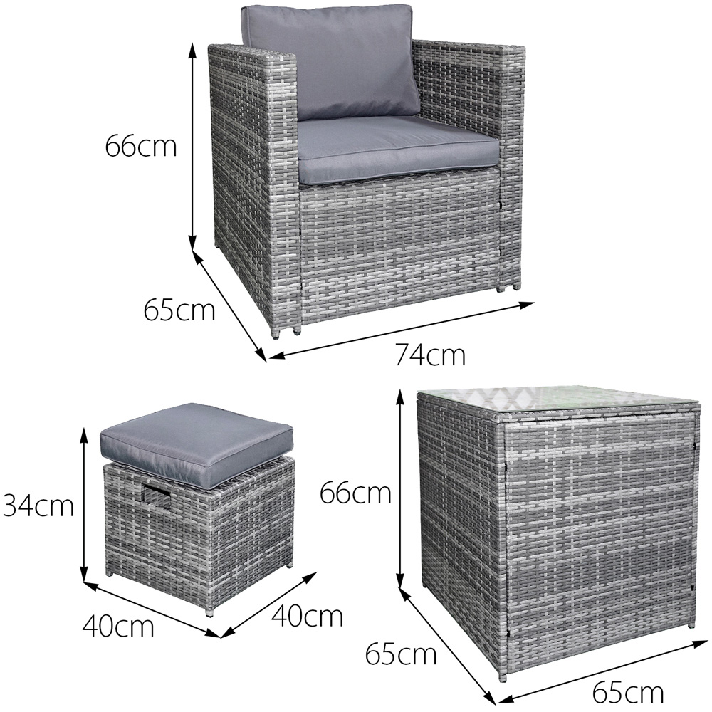 Oseasons Malta 9 Seater Mixed Grey and Grey Rattan U-Shaped Sofa Set with Firepit and Cushions Image 6