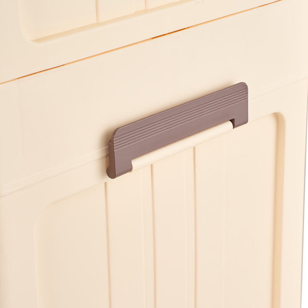 Living and Home 4-Tier Cream and Clear Foldable Storage Cabinet with Castors Image 4