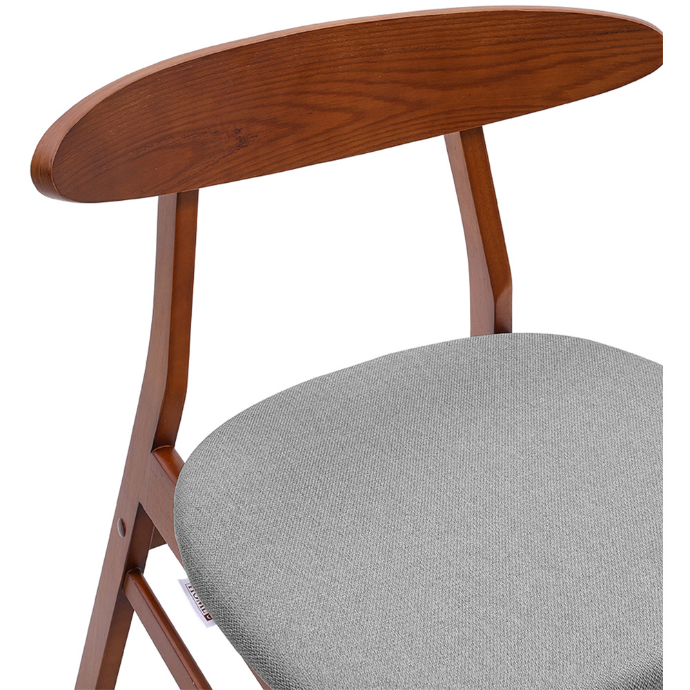 Living and Home Set of 2 Grey Linen Curved Backrest Dining Chair Image 4