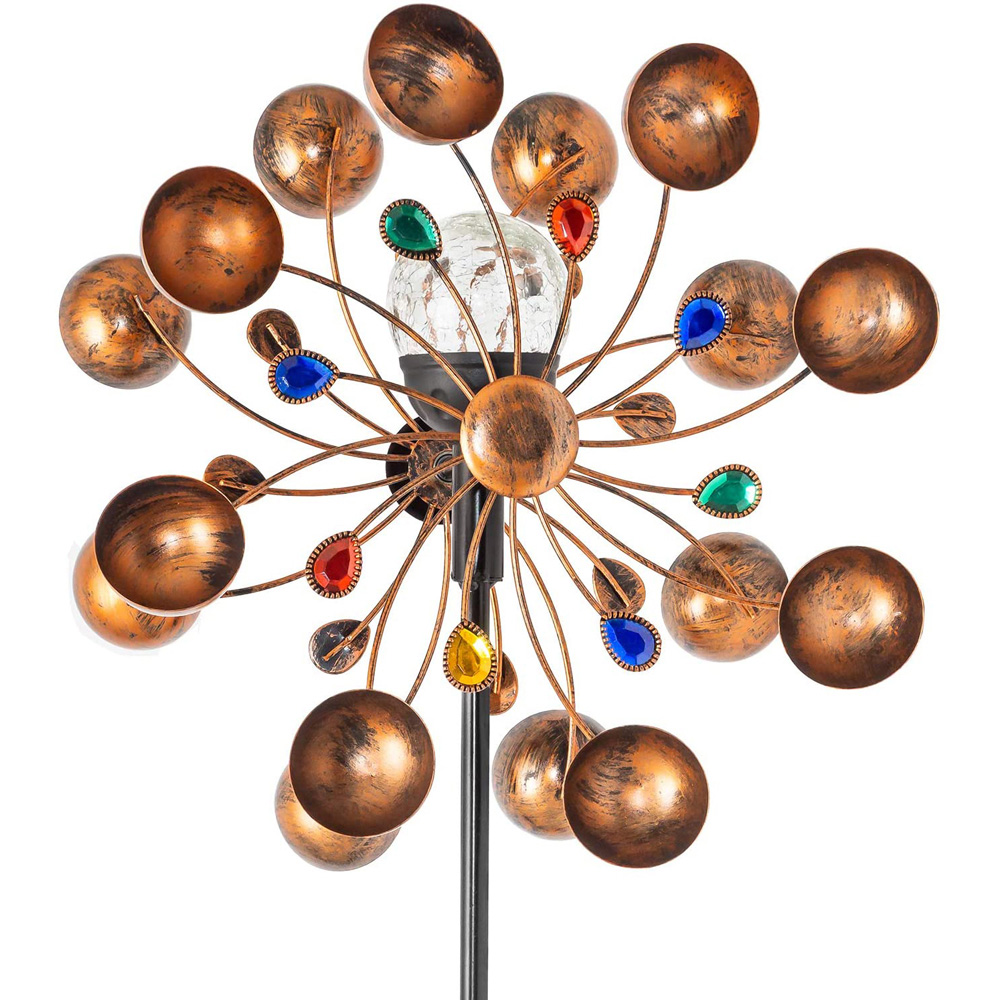 wilko Jewel Wind Spinner Crackle Ball LED Solar Ornament Light Image 1