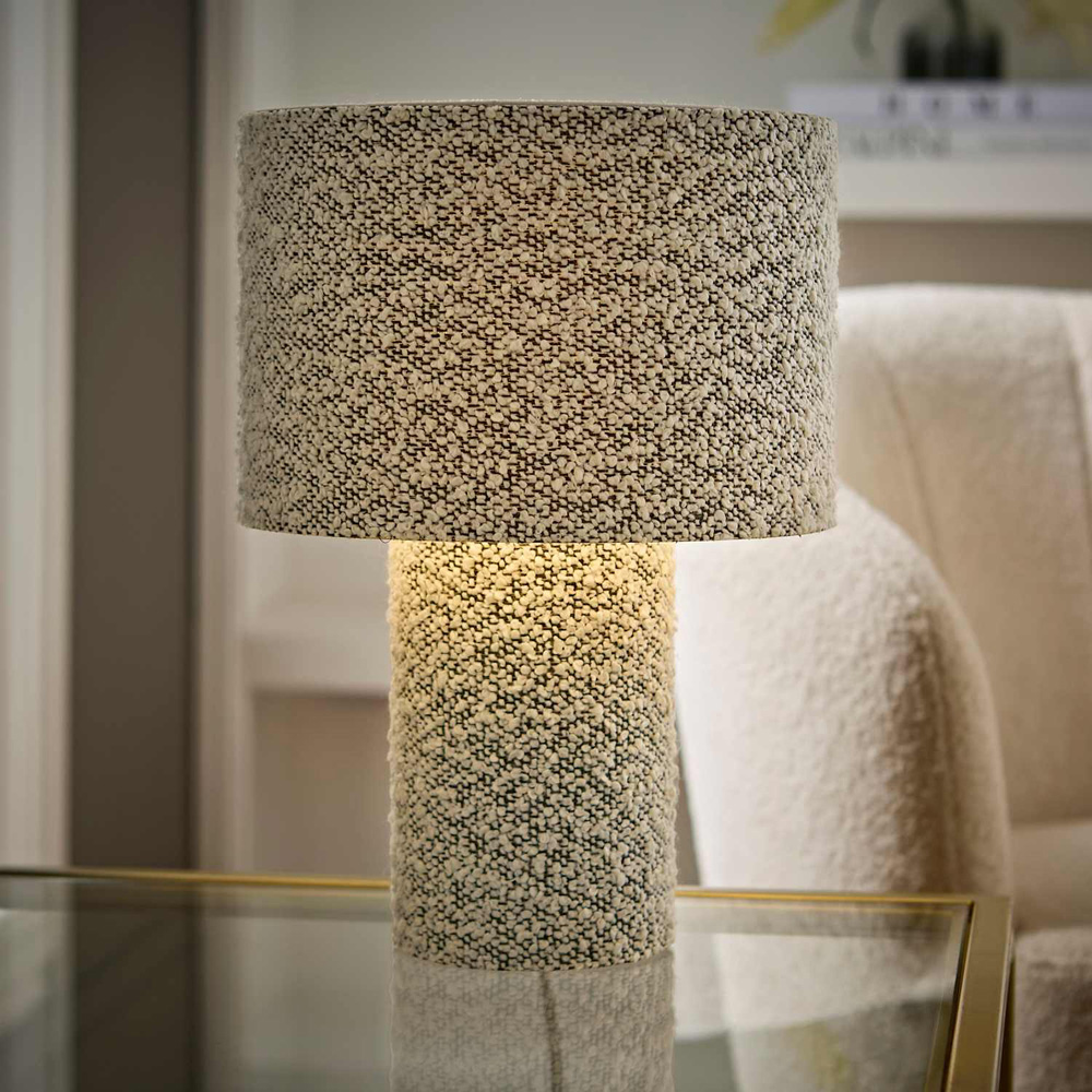 ValueLights Ash Grey Fleck Boucle LED Table Lamp with Bulb Image 6