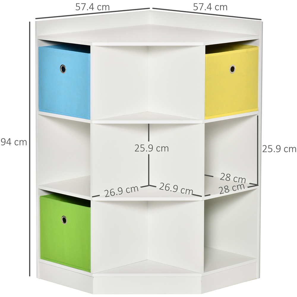 Tommy Toys 3 Fabric Drawer 6 Shelf White Kids Bookcase Toy Organiser Image 9