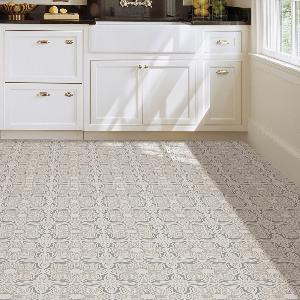 Floorpops Marshall Grey White and Beige Peel and Stick Floor Tile 30.48 x 30.48cm 10 Pack Image 1