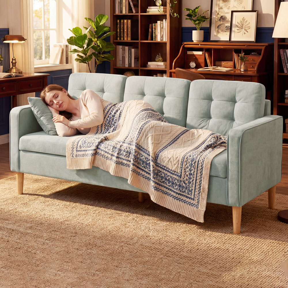 Portland 3 Seater Light Grey Snow Flannel Sofa with Storage Image 1
