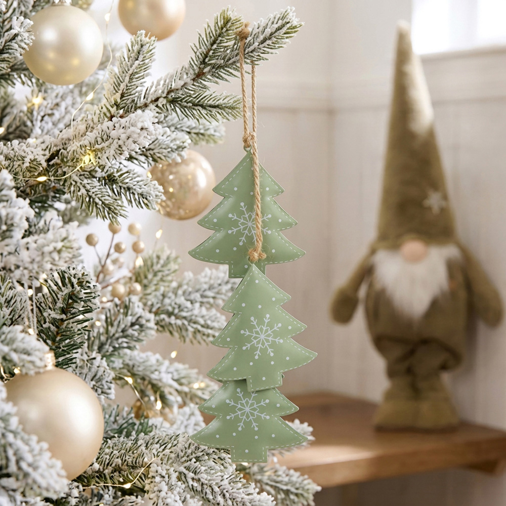Metal Trees Hanging Decoration Sage Green Image 2