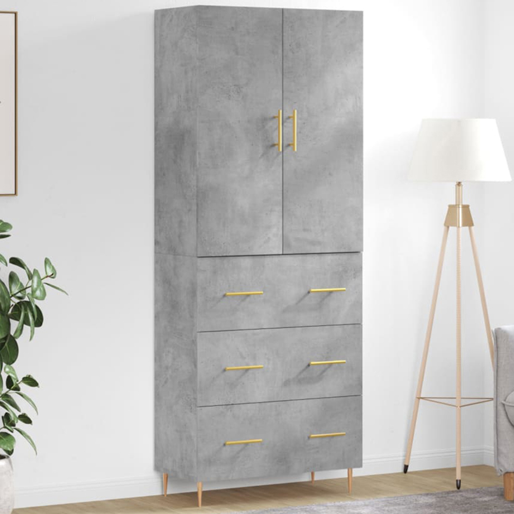 vidaXL 2 Door 3 Drawer Concrete Grey Wooden Cabinet Image 1
