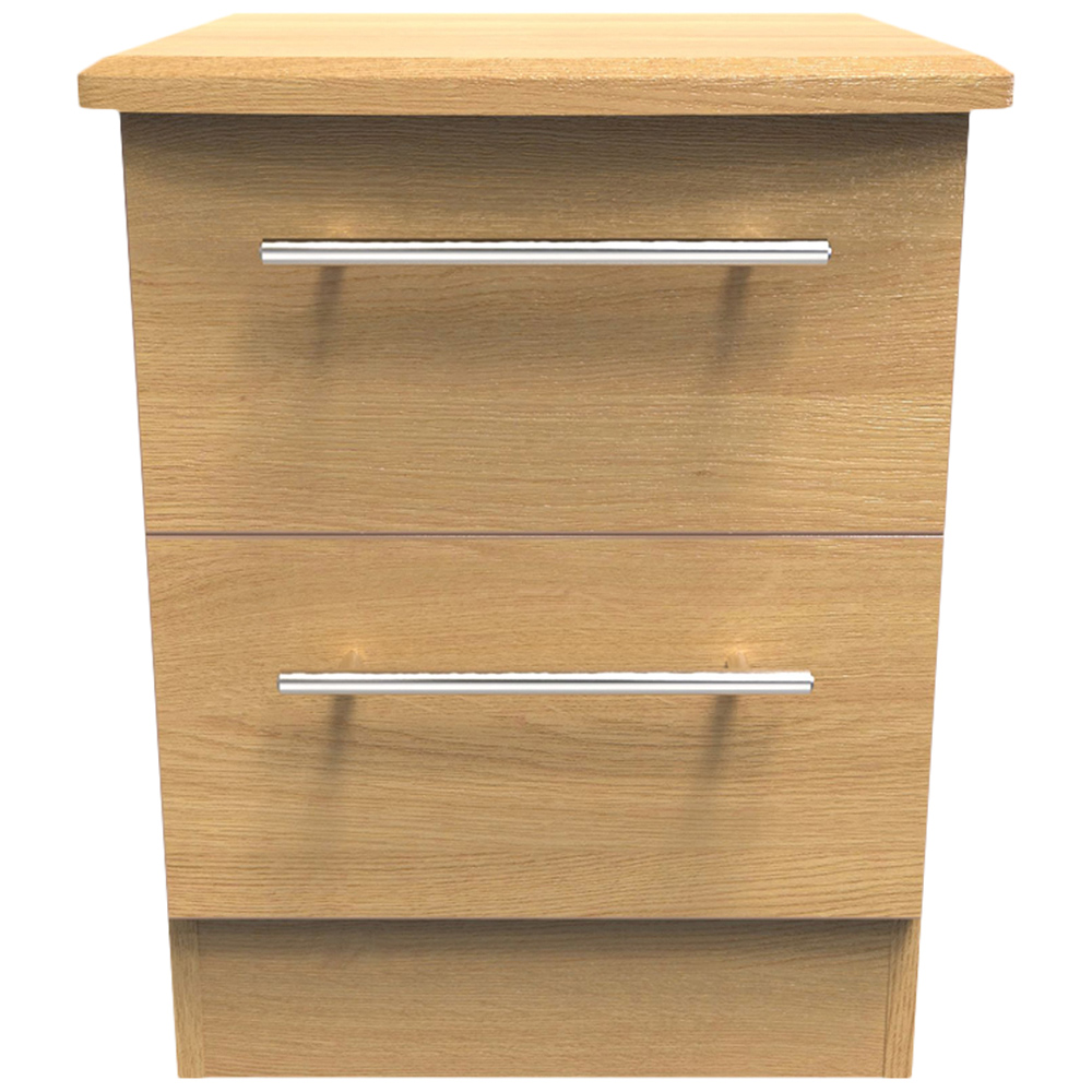 Crowndale Sherwood 2 Drawer Compact Oak Bedside Cabinet Image 2