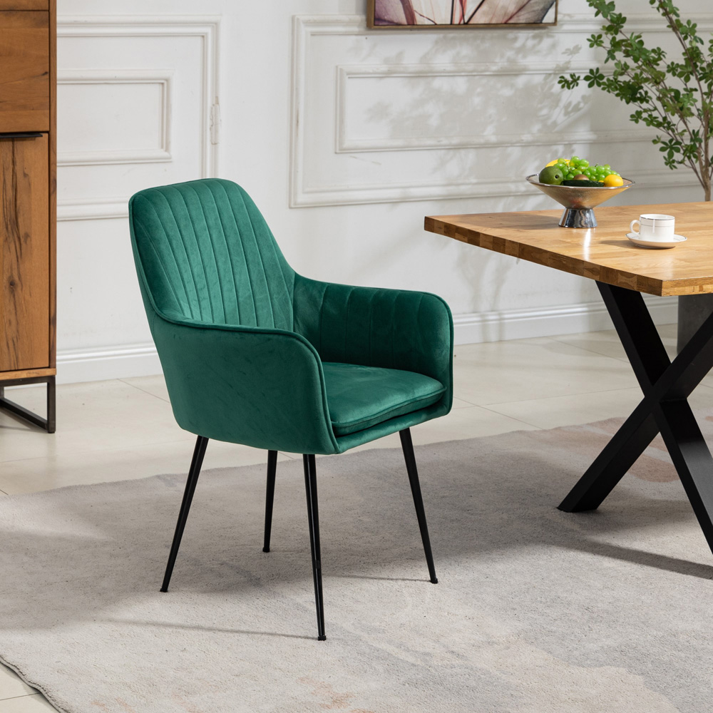 Artemis Home Carrara Set of 2 Green Velvet Dining Chair Image 3