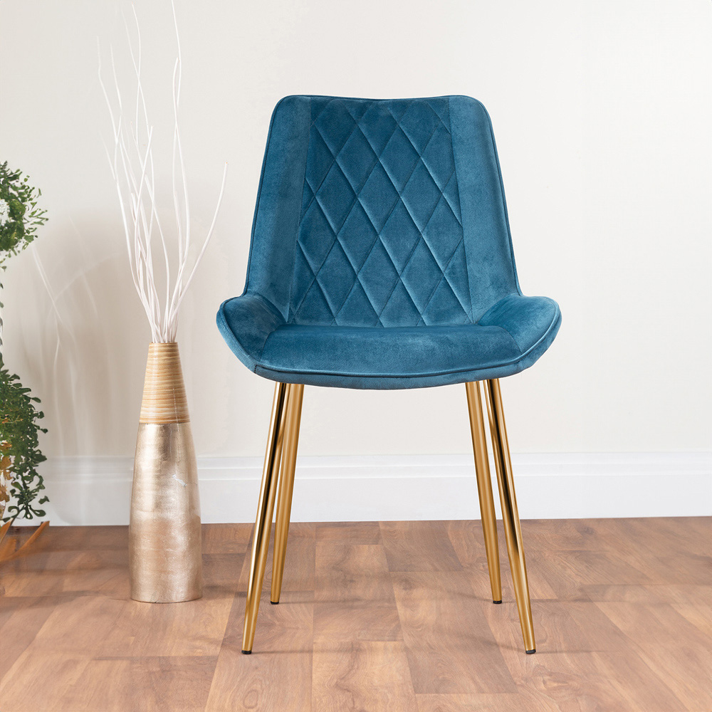 Furniturebox Copeland Cesano Marble Effect 2 Seater Dining Set White Blue and Gold Image 4