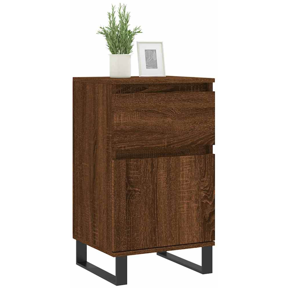 vidaXL Single Door Single Drawer Brown Oak Sideboard Set of 2 Image 3