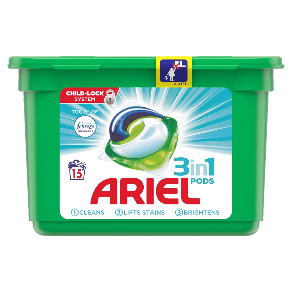 Ariel 3in1 Touch of Febreze Washing Capsules 15pk Image