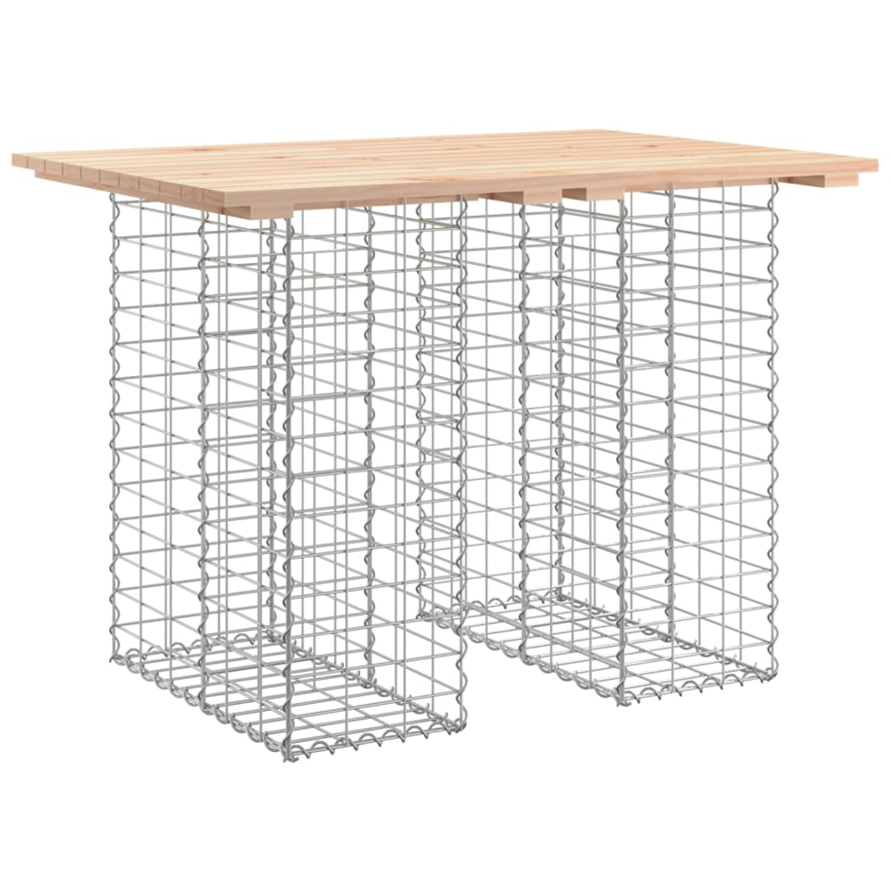 vidaXL Natural Solid Pine Wood Gabion Design Garden Table 70 x 100 x 72cm Image 1