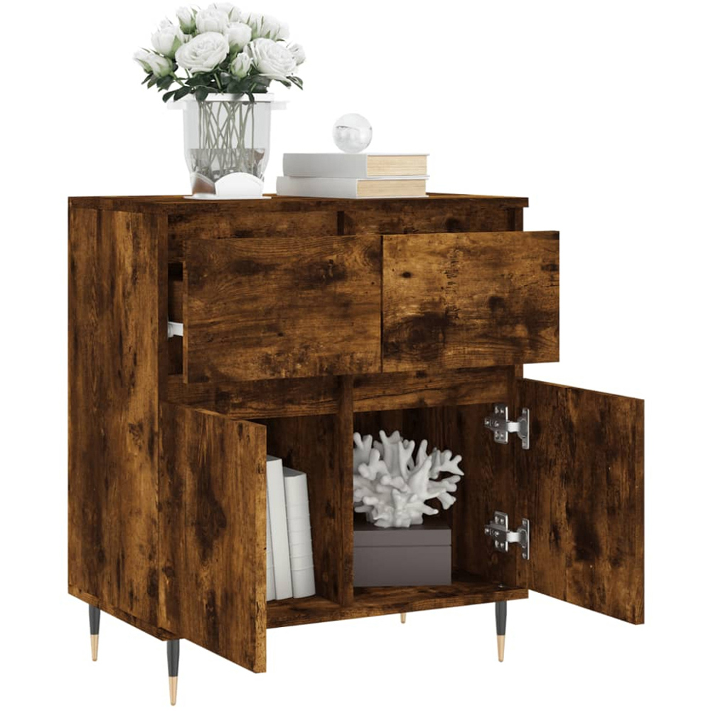 vidaXL 2 Door 2 Drawer Smoked Oak Sideboard Image 4