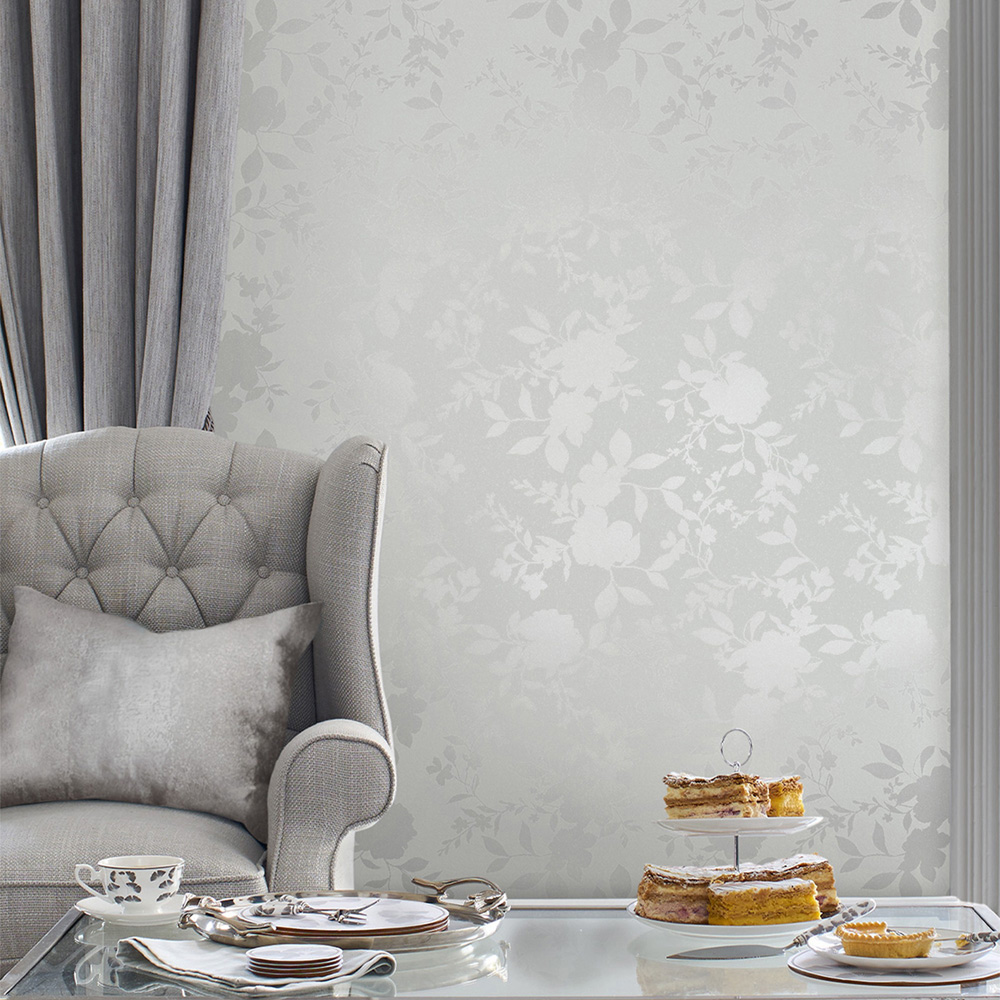 Laura Ashley Westbourne Silver Wallpaper Image 3