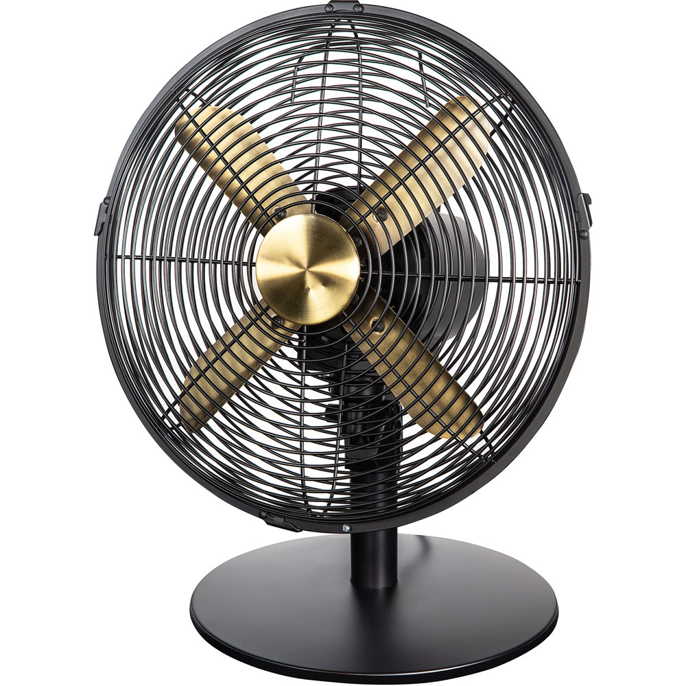 Russell Hobbs Brushed Gold and Black Metal Desk Fan 12 inch Image 2