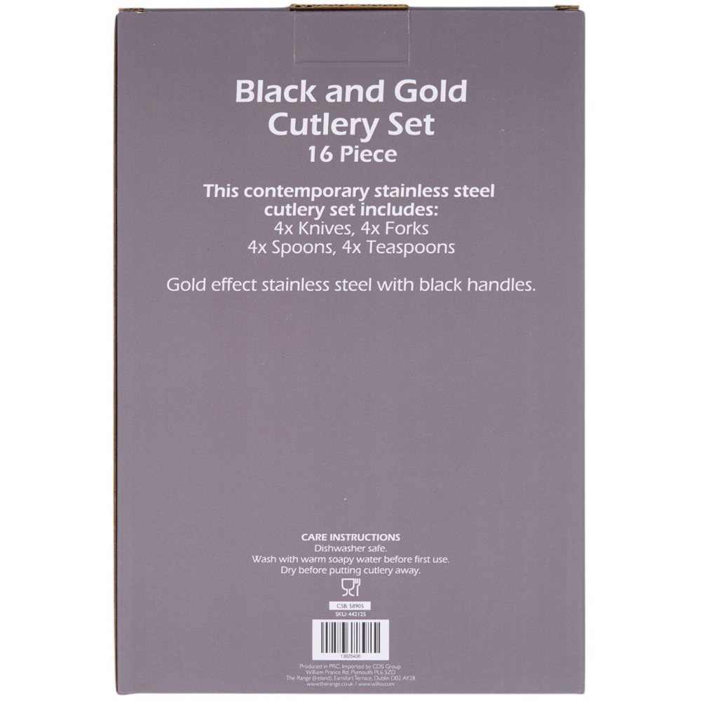Kitchen Master 16 Piece Black and Gold Cutlery Set Image 2
