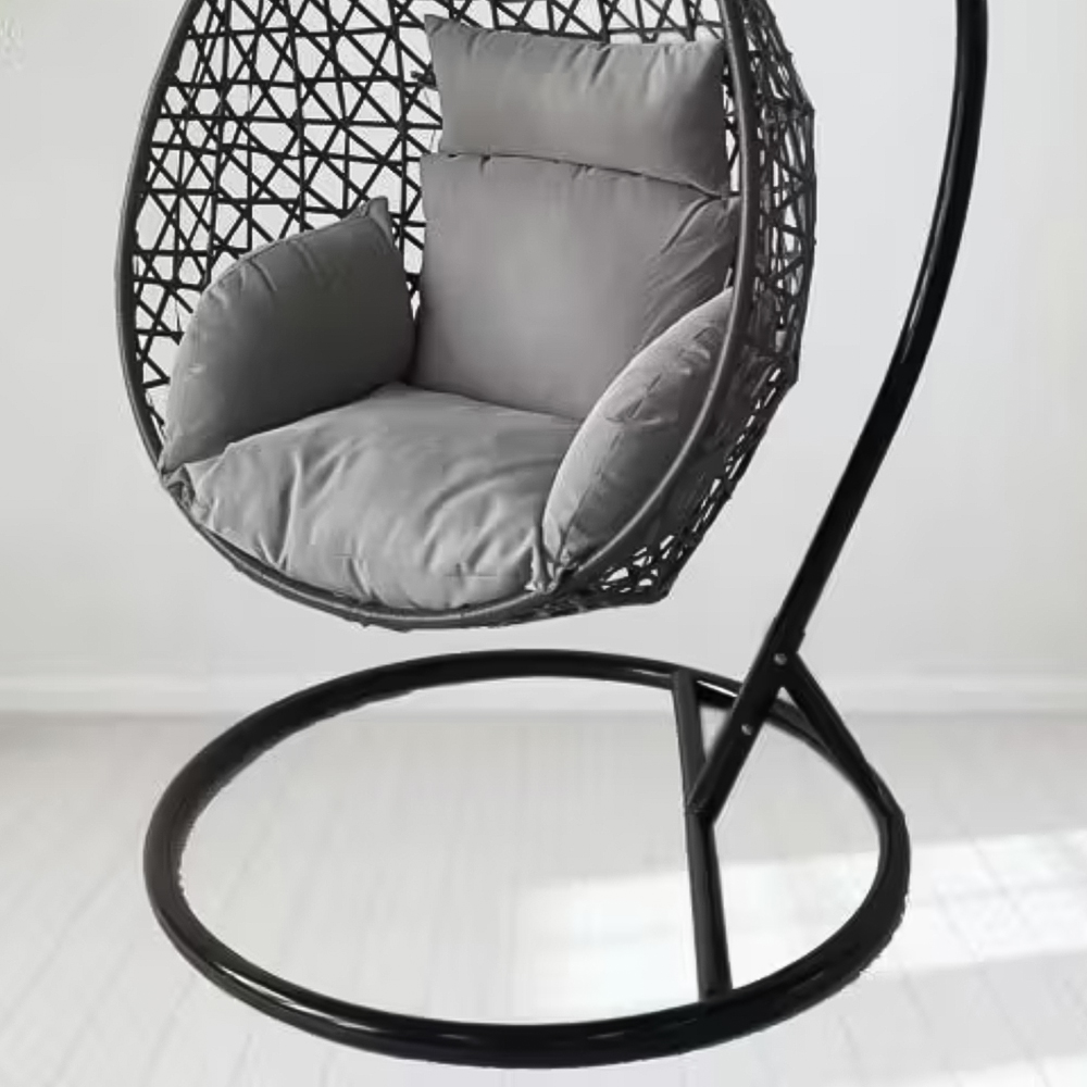 Alivio Grey Rattan Hanging Egg Chair with Cushion Image 2