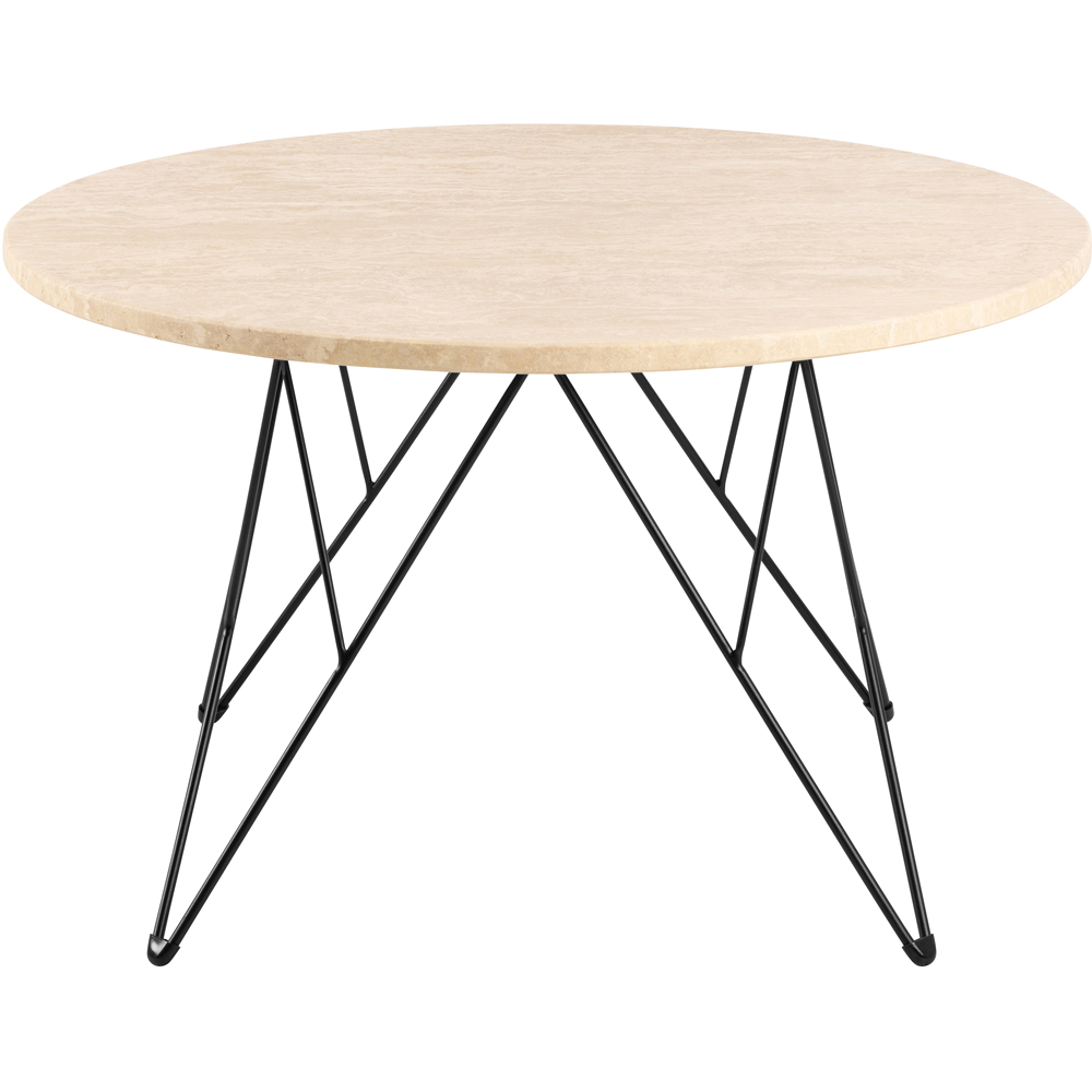 Florence Prunus Matt Beige Round Coffee Table with Black Steel Base Image 3