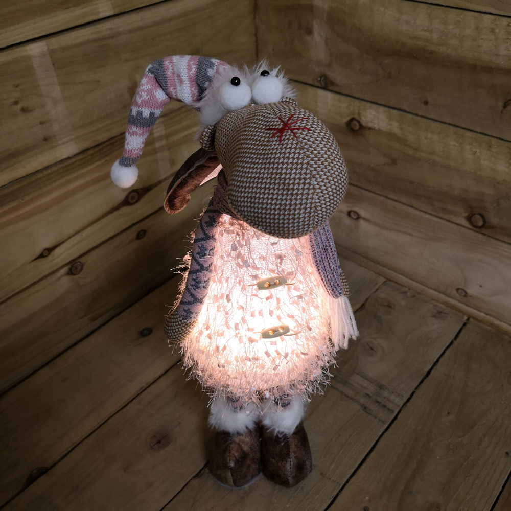 Samuel Alexander Standing Pink and Grey Reindeer Warm White LED Christmas Decoration Image 5