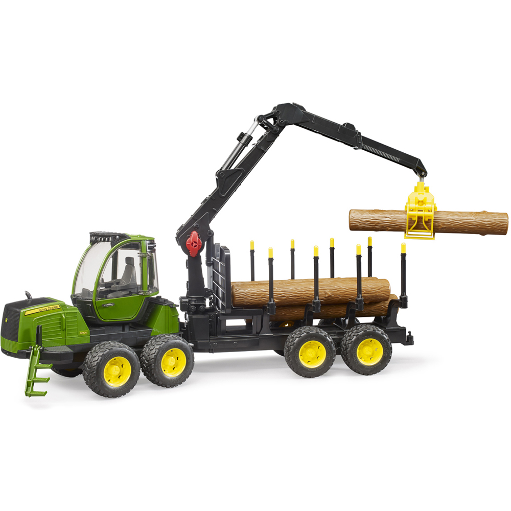 Bruder Kids John Deere 1210E Forwarder Playset Model with Grab and 4 Trunks Image 5