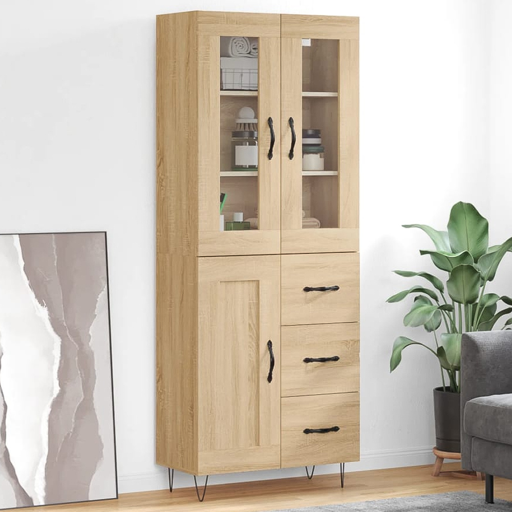 vidaXL 3 Door 3 Drawer Sonoma Oak Highboard Image 1