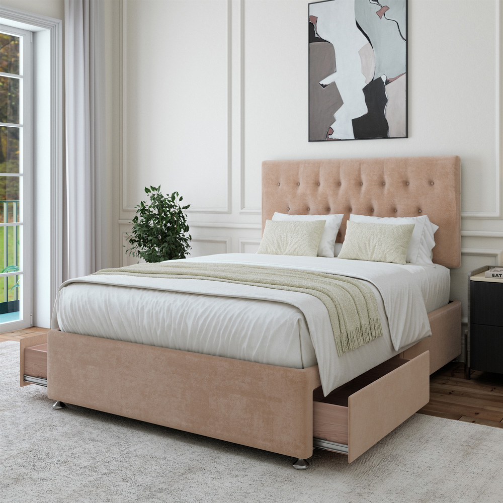 Bedmaster Double Mink Naples Linen 2 Drawer Divan Base with Lona Headboard Image 3