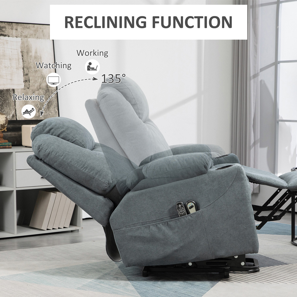 HOMCOM Grey Electric Recliner Lift Chair with Vibration Massage Image 5