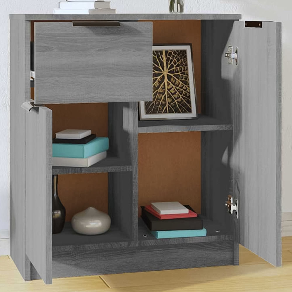 vidaXL 2 Door Single Drawer Grey Sonoma Wooden Sideboard Image 1