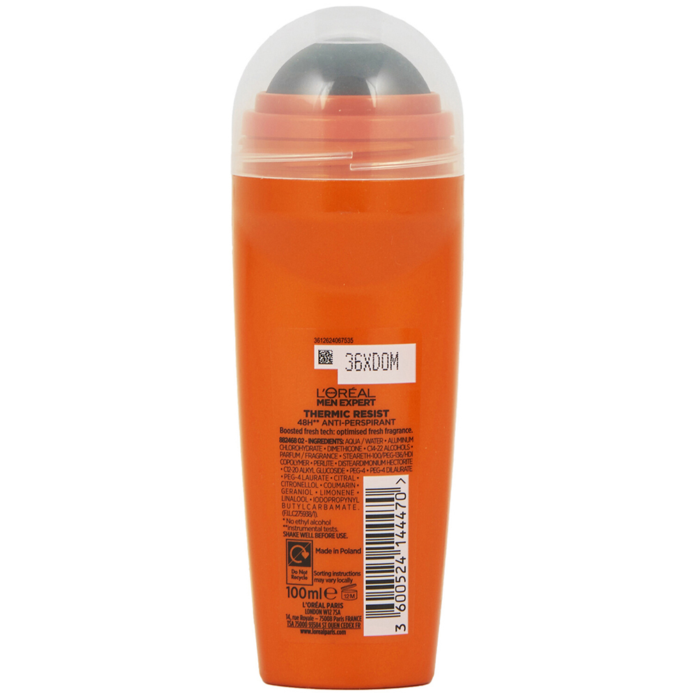 L'Oreal Paris Men Expert Thermic Resist 48H Anti Perspirant Roll On Deodorant 100ml Image 2