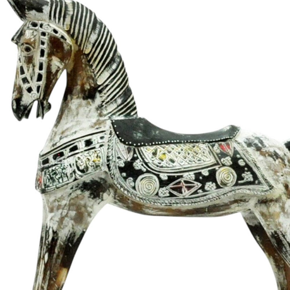 Acacia Home Brown Wooden Horse 45cm Image 3