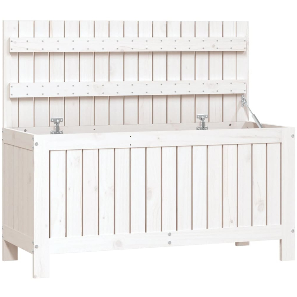 vidaXL 54 x 108 x 42.5cm White Pine Wood Garden Storage Box Image 3