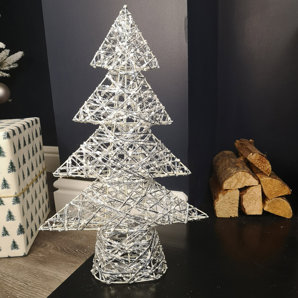 Samuel Alexander Warm White LED Pre Lit Silver Woven Artificial Christmas Tree 1.6ft Image 6