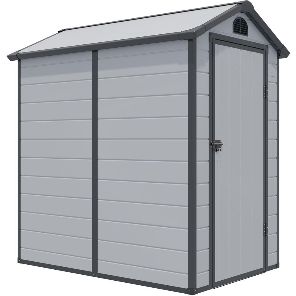 Rowlinson Airevale Plastic Apex Shed Light Grey with Foundation Kit 4 x 6ft Image 1