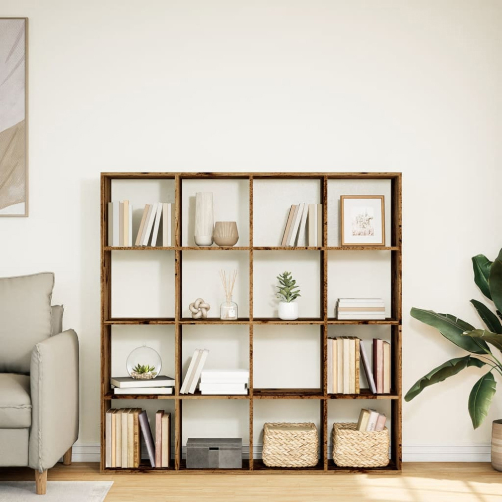 vidaXL 12 Shelf Old Wood Bookcase Image 8