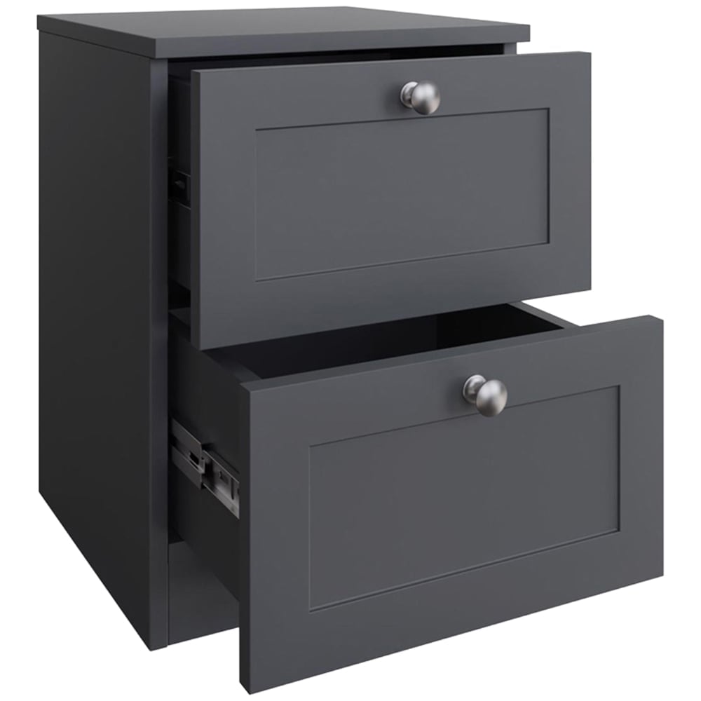FWStyle Artus 2 Drawer Dark Grey Panelled Bedside Table Image 3