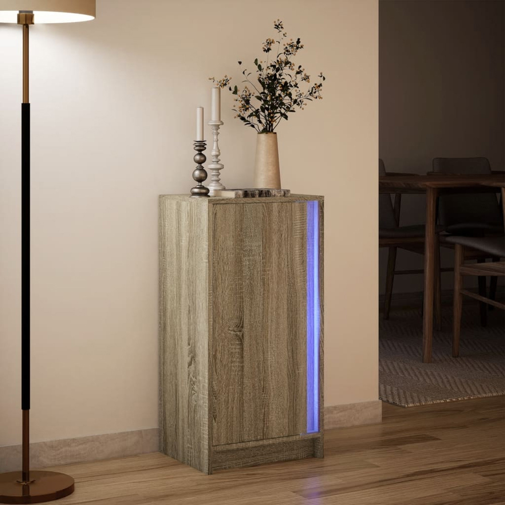 vidaXL Single Door Sonoma Oak Sideboard with RGB LED Lights Image 5