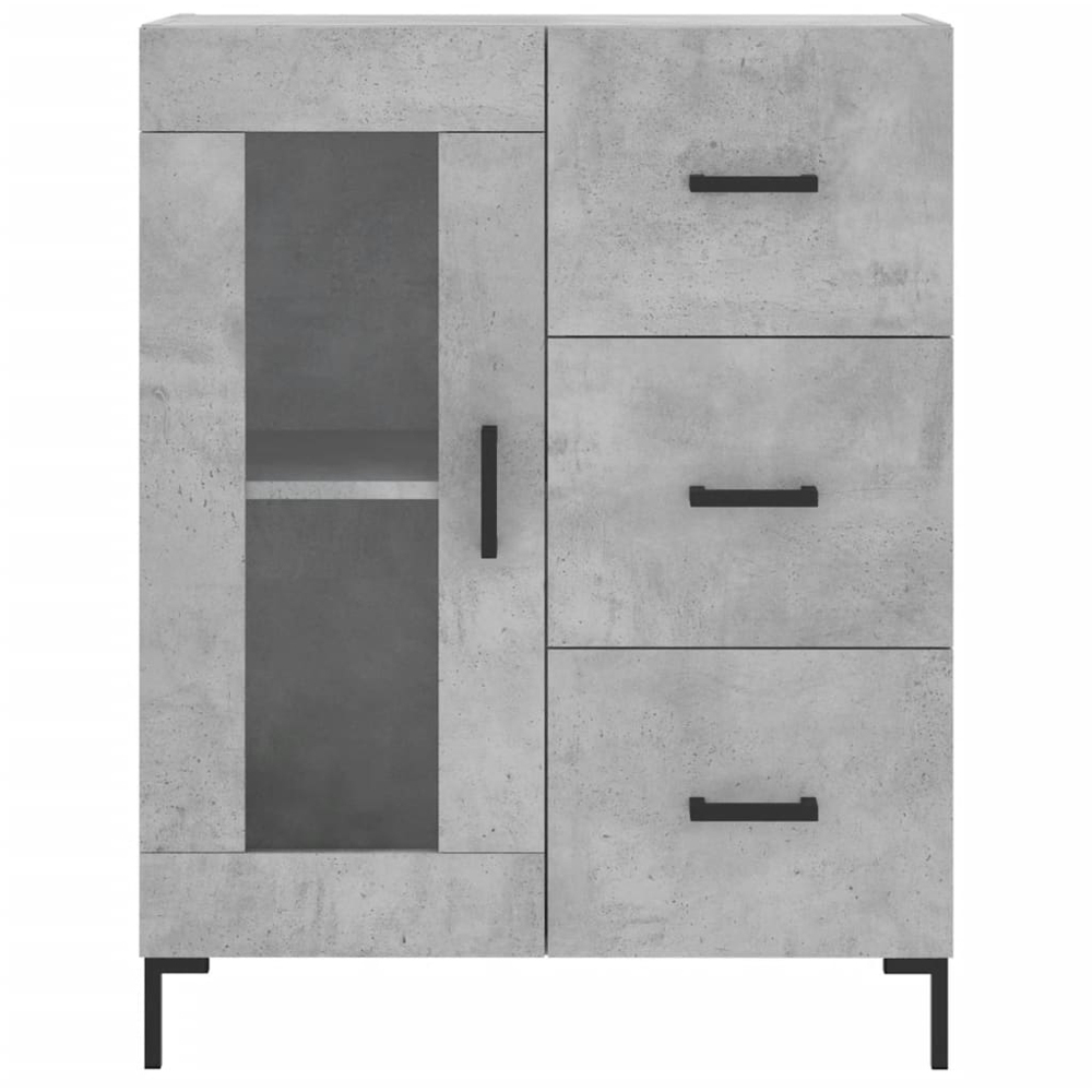 vidaXL 3 Glass Door 3 Drawer Concrete Grey Highboard Image 8