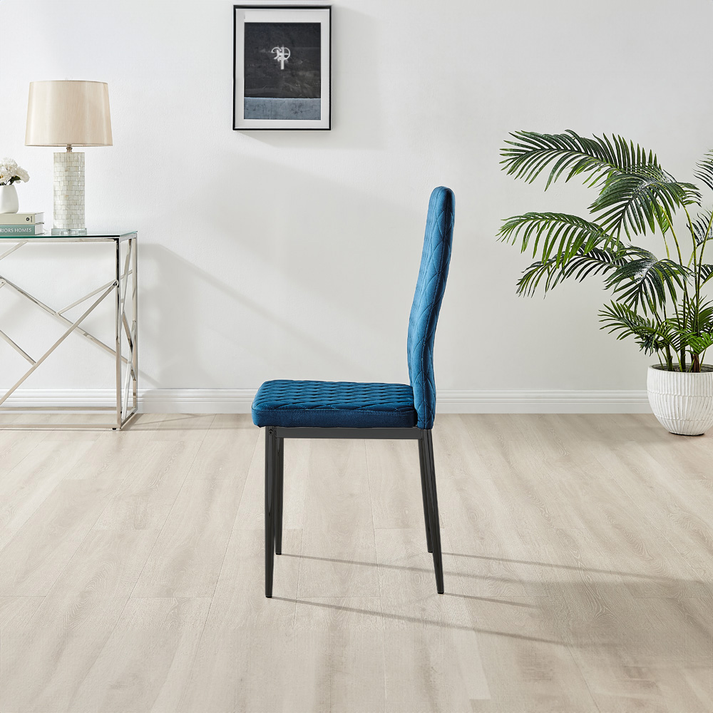 Furniturebox Lucia Valera 6 Seater Dining Set Black Gloss and Navy Image 5