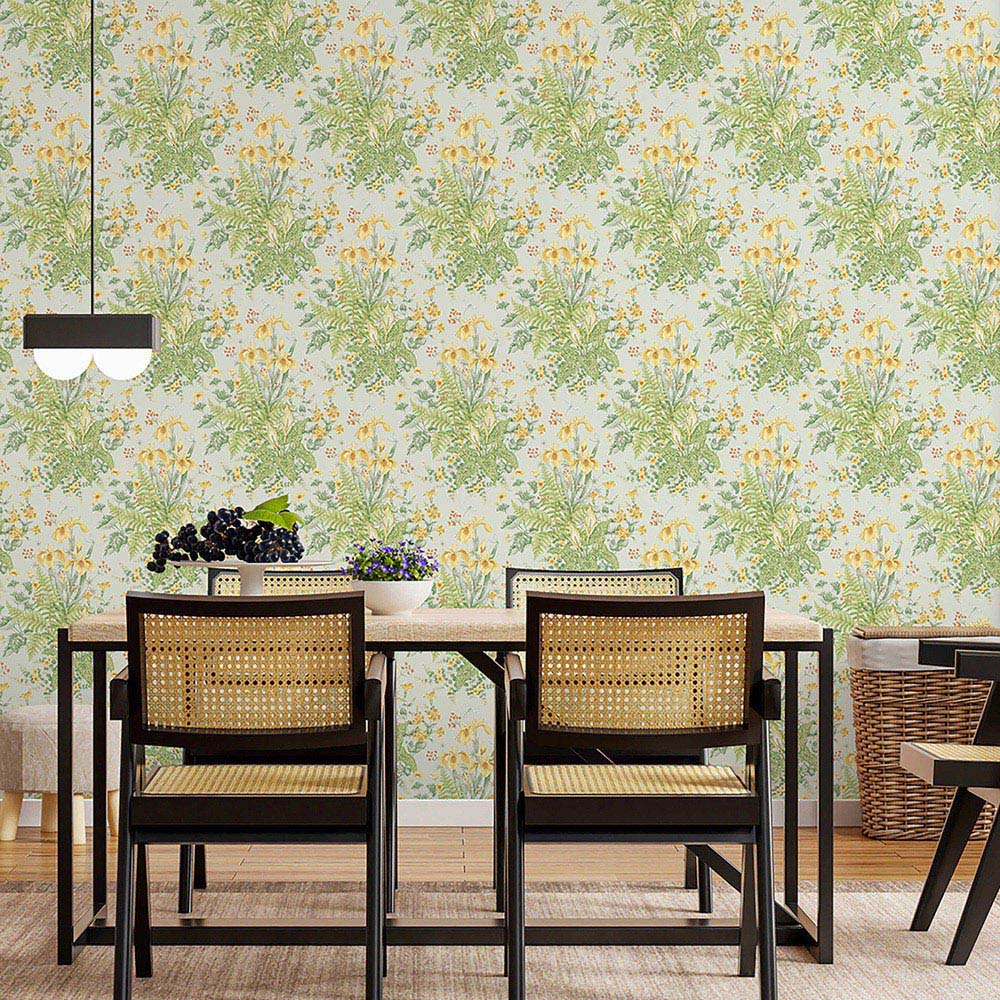 Rasch Wallpaper Chelsea Ferns Yellow and Mint Wallpaper Image 3